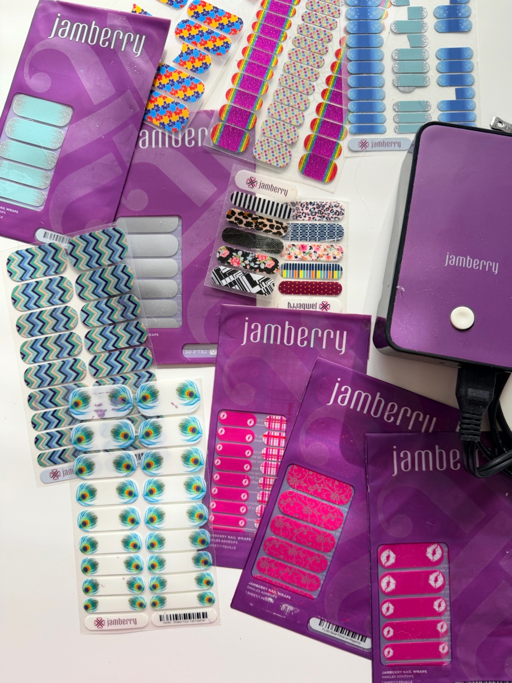 Jamberry Nail Wraps Lot UV Mini Heater Nail Decals Bundle New - Picture 4 of 9